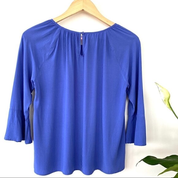 Banana Republic top with ruched neckline, 3/4 length sleeves, loose  fit - Picture 2 of 5